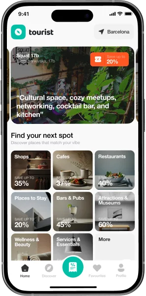 La app de Tourist en un teléfono