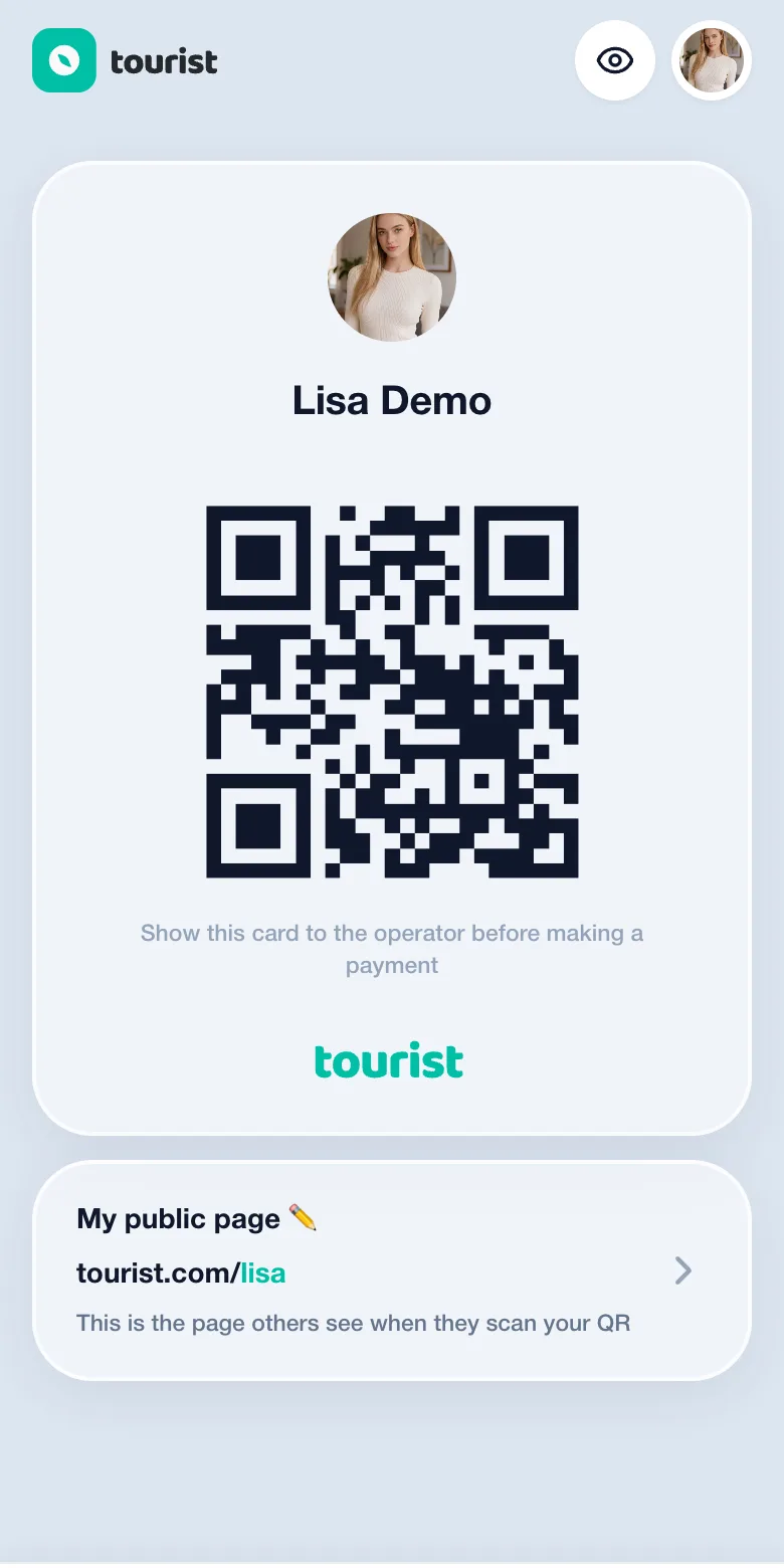 La Tourist Card digital en el móvil: nombre, código QR y enlace a la página pública