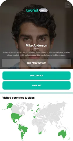 Mapa de viajes de Tourist en un teléfono